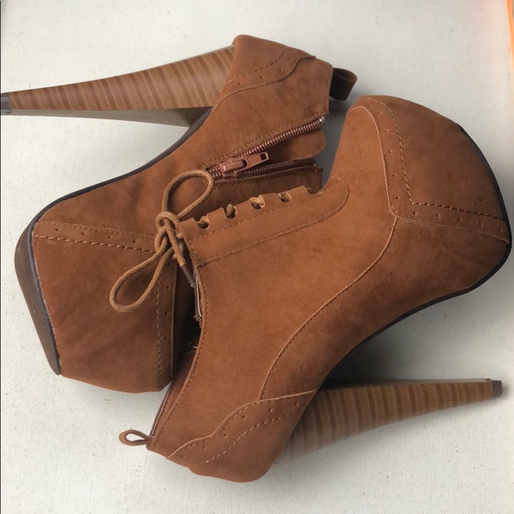 Brown suede high heel
